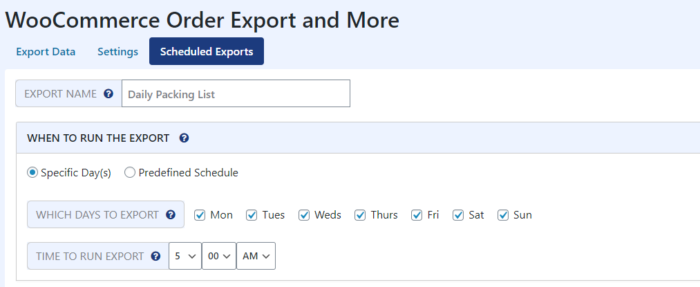 scheduled exports