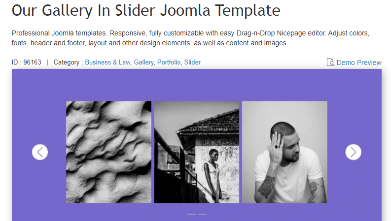 Our Gallery In Slider Joomla Template