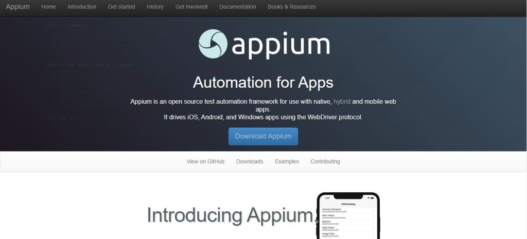Appium landing page