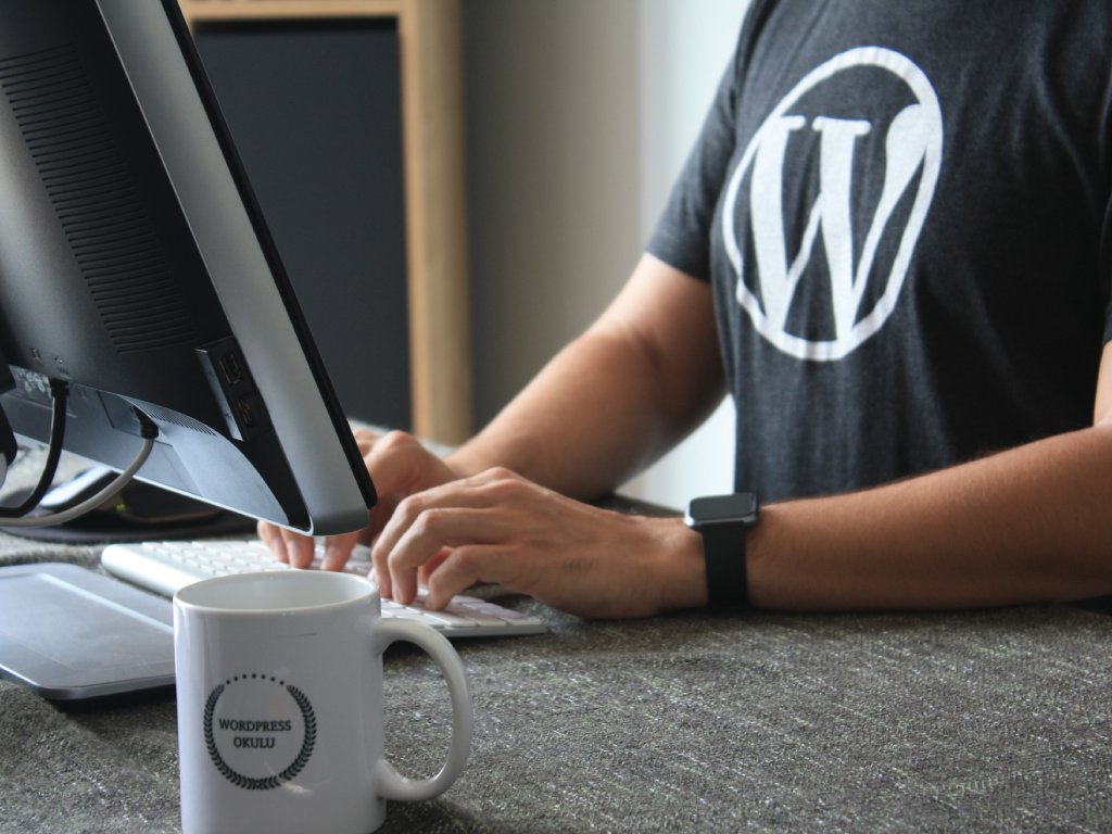 Man with WordPress logo T-shirt
