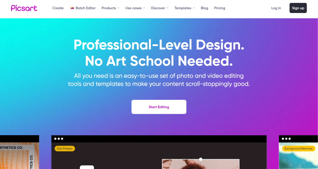 Picsart landing page