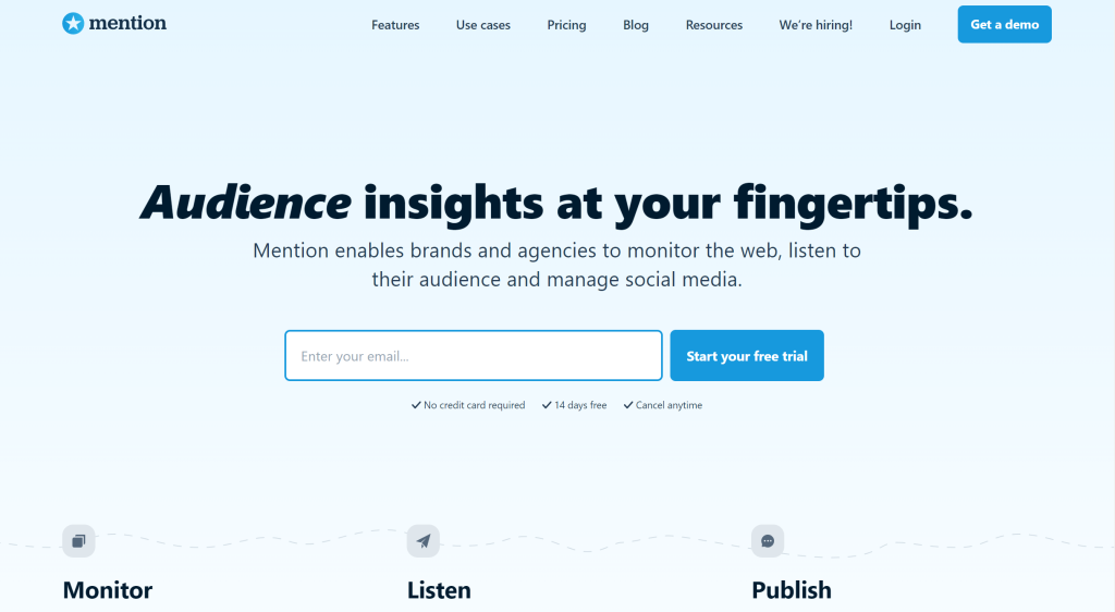 Mention landing page