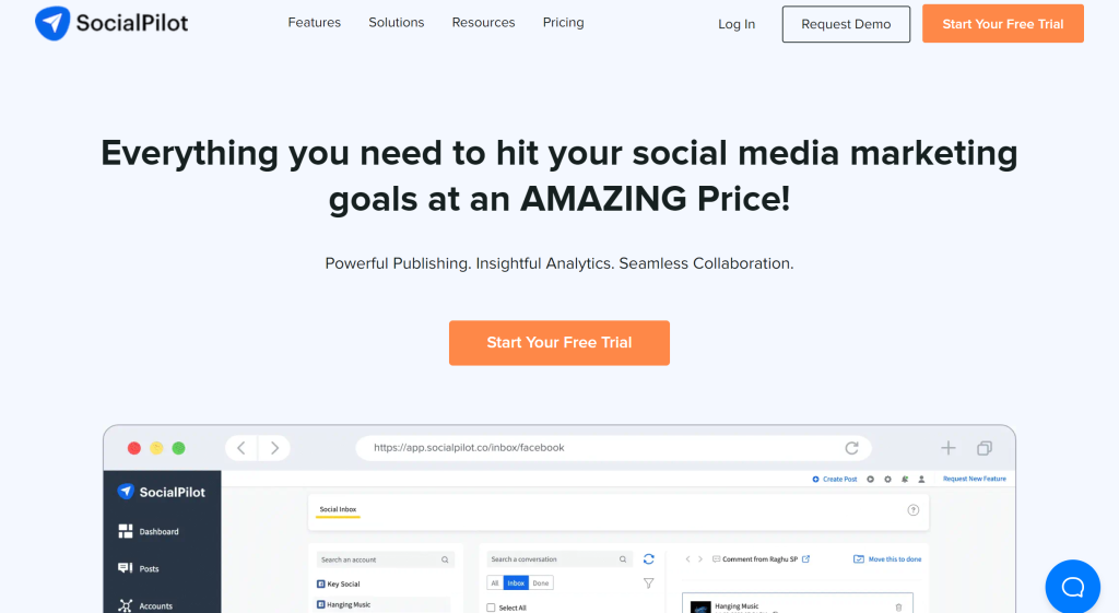 SocialPilot landing page