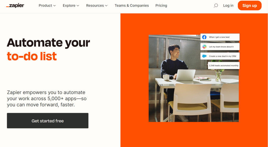 Zapier landing page