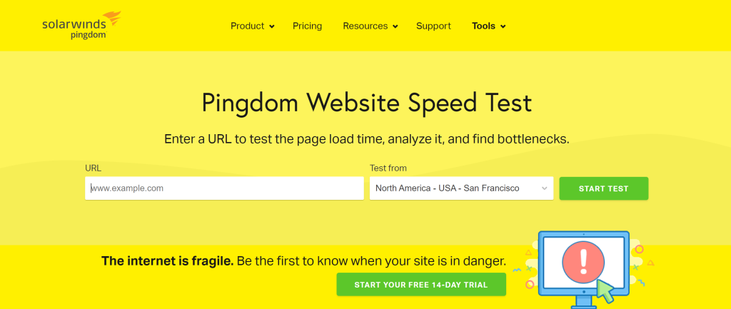 Pingdom Speed Test tool