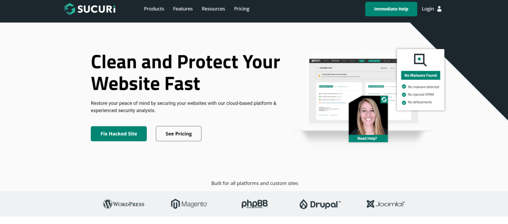 Sucuri landing page