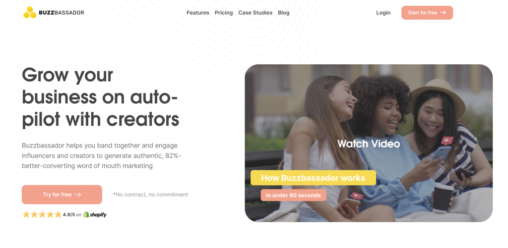 Buzzbassador landing page