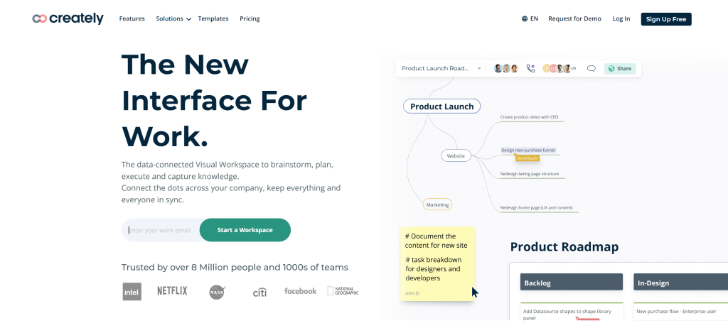 Creately landing page