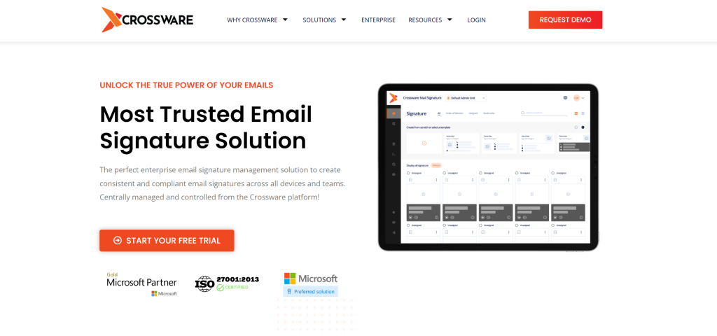 Crossware landing page