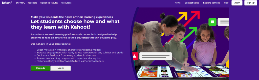 Kahoot landing page