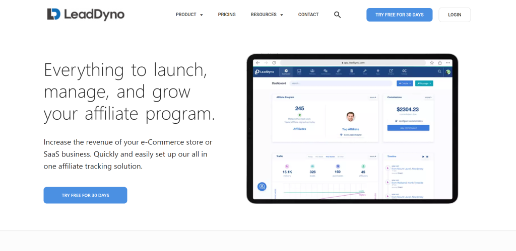 LeadDyno: Affiliate Marketing landing page