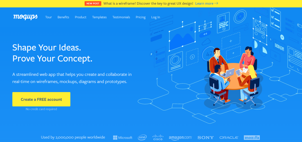 Moqups landing page