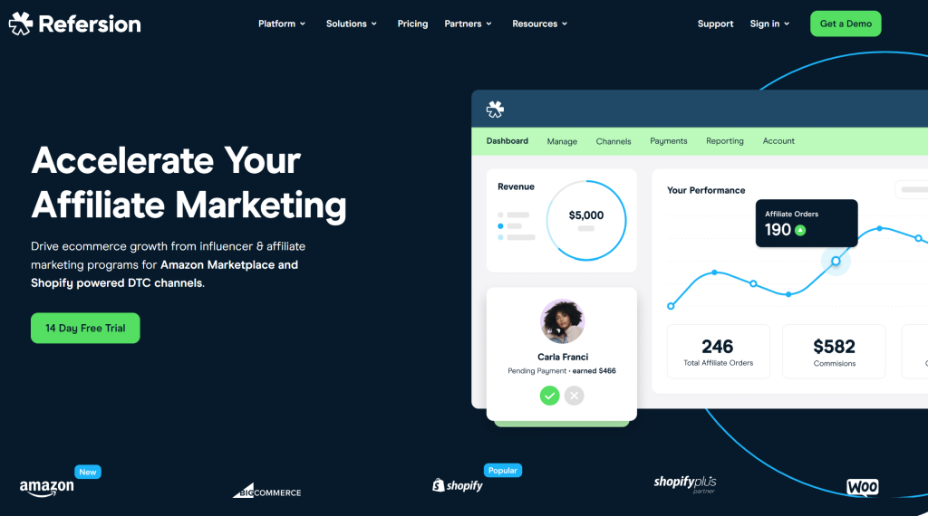 Refersion: Affiliate Marketing landing page