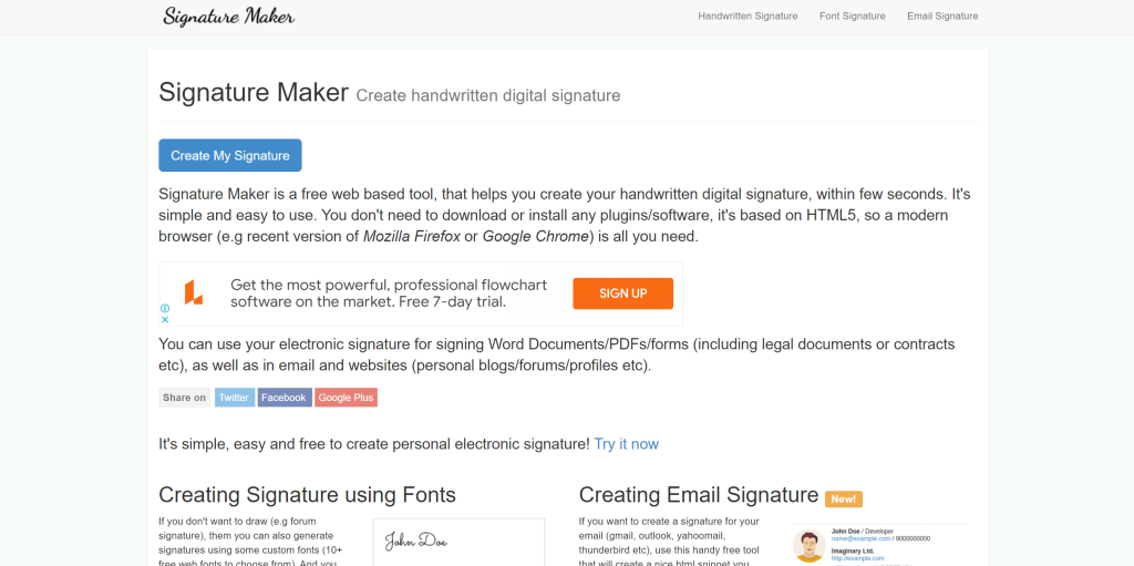 Signature Maker landing page