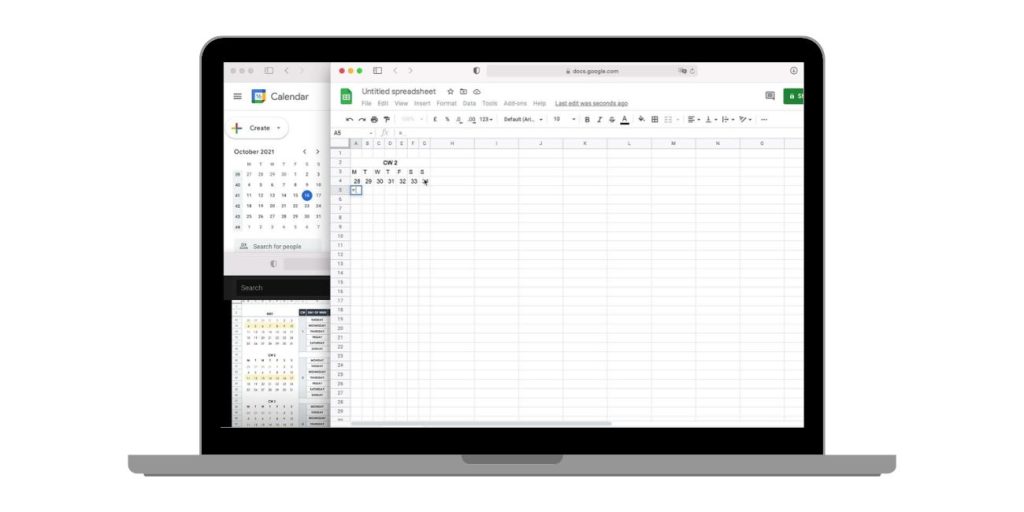 Mini Calendar in Google Sheets